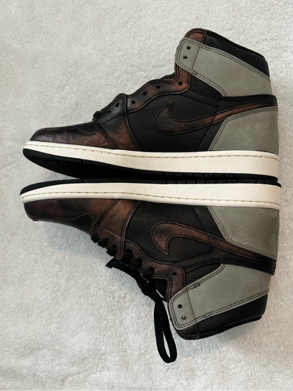 Jordan High-Top Sneakers in Black, Brown & Light Gray